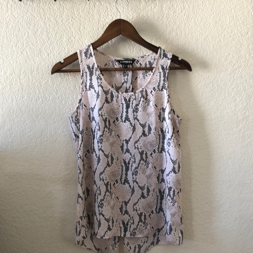 Snake print open back tank top